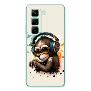 Чехол с Обезьянами Infinix Hot 50 Pro - (AlphaPrint) (Макака в наушниках)