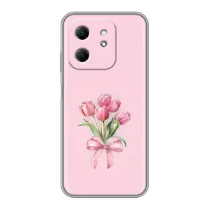 Чехол с розовым рисунком для Infinix Hot 50i (Букет цветов)