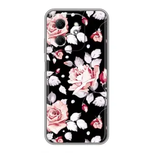 Чехлы с Цветами для Infinix Hot 50i (VPrint) (Цветочки на черном)