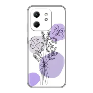 Силиконовый чехол с принтом в цветах на Infinix Hot 50i (Букет фиолетовая абстракция)