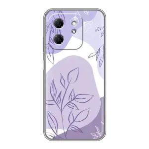Силиконовый чехол с принтом в цветах на Infinix Hot 50i (Фиолетовые листья абстракция)