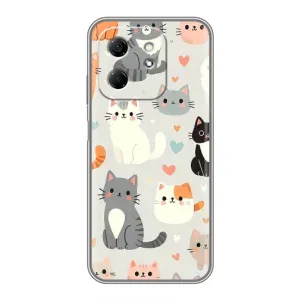 Чехол с рисунком кот на Infinix Hot 50i (Коллаж котов)