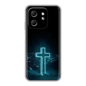 Чехол для Infinix Hot 50i (AlphaPrint) - (Христианские) (Крест и город)