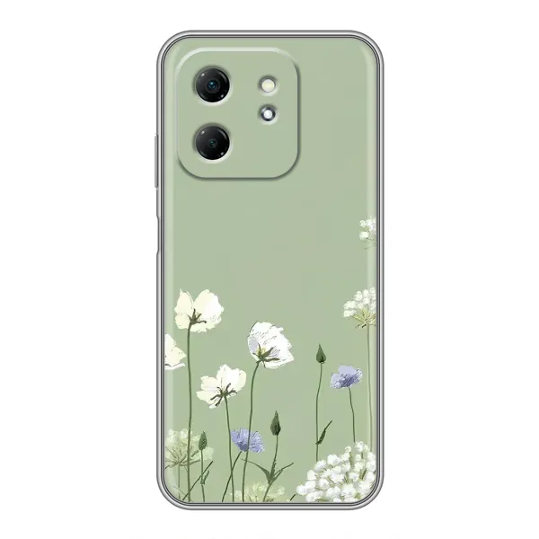 Чехол с принтом «Цветы на зеленом» для Infinix Hot 50i Чехол с принтом «Цветы на зеленом» для Infinix Hot 50i