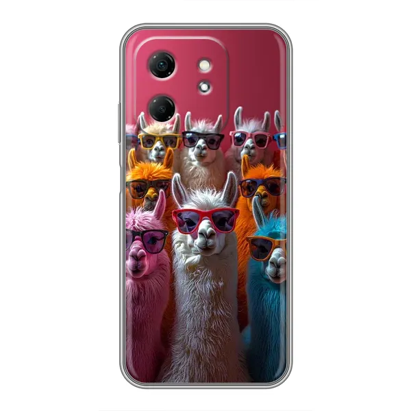 Чехол с принтом «Ламы в очках» для Infinix Hot 50i