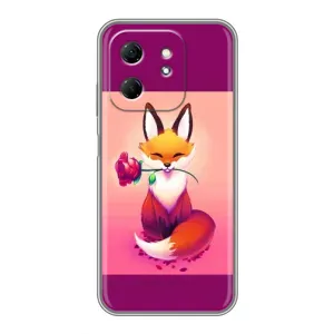 Чехлы с картинкой Лисички для Infinix Hot 50i (VPrint) (Лисичка с розочкой)