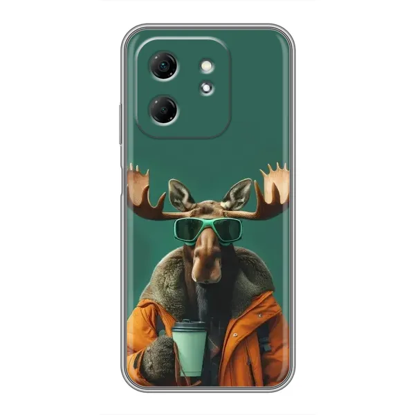 Чехол с принтом «Лось с кофе» для Infinix Hot 50i
