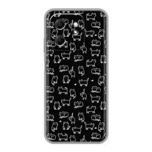 Чехол с принтом для Infinix Hot 50i (AlphaPrint) Модные коты (Меленькие котики)