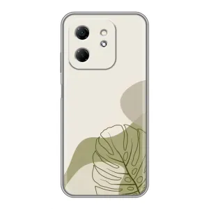Силиконовый чехол с принтом в цветах на Infinix Hot 50i (Зеленая монстера дизайн)