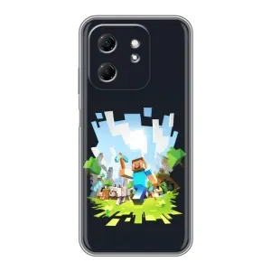 Чехол Майнкрафт на Infinix Hot 50i (AlphaPrint) Minecraft (персонажи Minecraft)