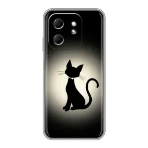 Чехол с принтом для Infinix Hot 50i (AlphaPrint) Модные коты (Силуэт котика)