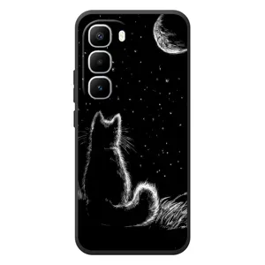 Чохол з принтом для Infinix Hot 60 Pro Plus (AlphaPrint) Модні коти (Котик і місяць)