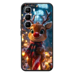 Яскравий чохол для Infinix Hot 60 Pro Plus з Зимові Оленята (Олень з шарфом)