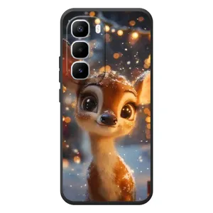 Яскравий чохол для Infinix Hot 60 Pro Plus з Зимові Оленята (Оленятко серед гірлянд)