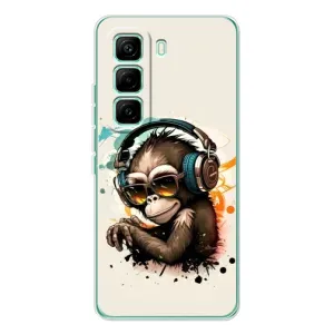 Чохол з Мавпами Infinix Hot 60 Pro - (AlphaPrint) (Макака в навушниках)