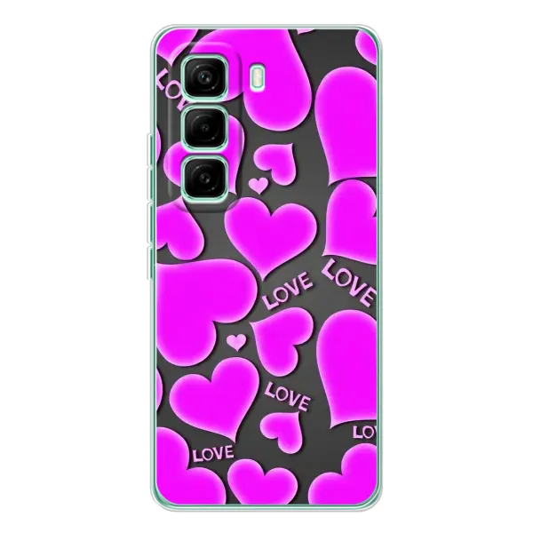 Чохол з принтом «Pink hearts» для Infinix Hot 60 Pro Чохол з принтом «Pink hearts» для Infinix Hot 60 Pro