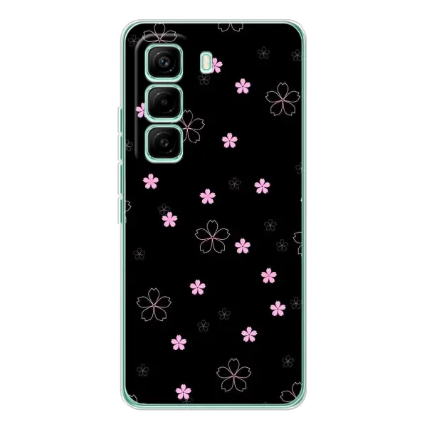 Чохол з принтом «Рожеві квіти на чорному» для Infinix Hot 60 Pro Чохол з принтом «Рожеві квіти на чорному» для Infinix Hot 60 Pro