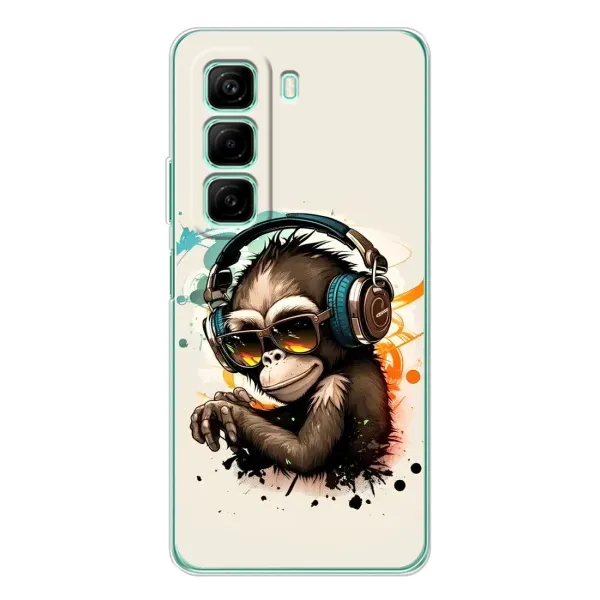 Чохол з принтом «Макака в навушниках» для Infinix Hot 60