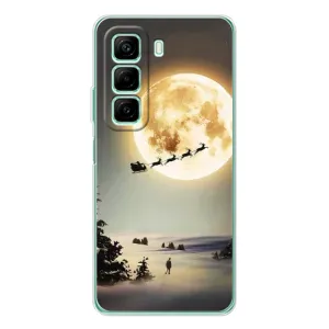 Новогодние, Праздничные Чехлы для Infinix Hot 60i - 2024 год (Санта на луне)