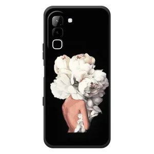 Чехлы (ART) Цветы на Infinix Hot 70 (VPrint) (Белые цветы)