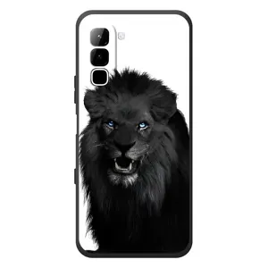 Чехлы с картинками животных Infinix Hot 70 (Черный ЛЕВ)