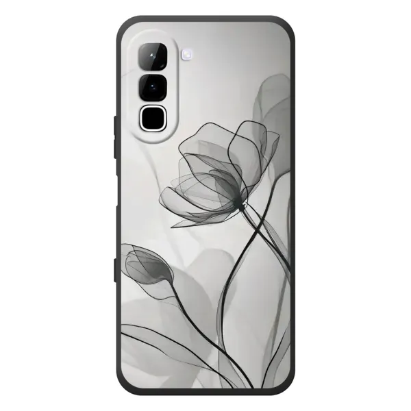 Чехол с принтом «Черные цветы» для Infinix Hot 70