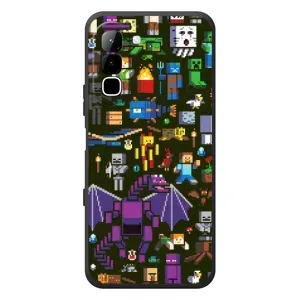Чехол Майнкрафт на Infinix Hot 70 (AlphaPrint) Minecraft (Коллаж Майнкрафт)