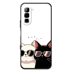 Чехол с рисунком кот на Infinix Hot 70 (Коты в очках)