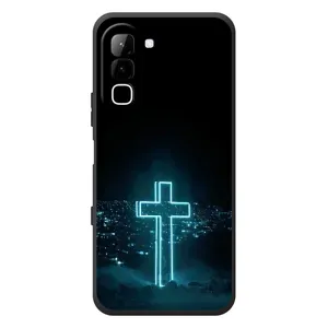 Чехол для Infinix Hot 70 (AlphaPrint) - (Христианские) (Крест и город)
