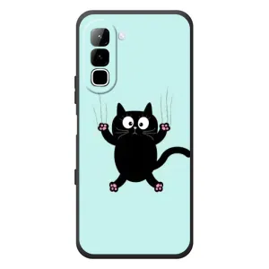 Чехол с принтом для Infinix Hot 70 (AlphaPrint) Модные коты (Падающий кот)