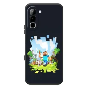 Чехол Майнкрафт на Infinix Hot 70 (AlphaPrint) Minecraft (персонажи Minecraft)