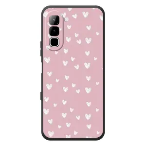 Чохол з розовим принтом для Infinix Hot 70 (Сердечки на рожевому)