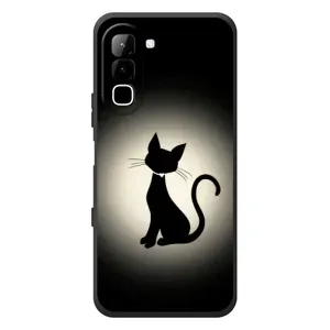 Чехол с принтом для Infinix Hot 70 (AlphaPrint) Модные коты (Силуэт котика)