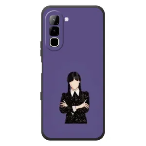 Чехлы Венсдей на Infinix Hot 70 Уэнсдей (AlphaPrint) (Уэнздей в черном)