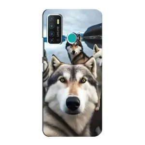 Чехол с Хаски для Infinix Hot 9 / Hot 9 Pro - (AlphaPrint) (Селфи ХАски)