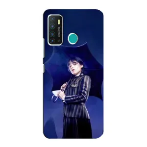 Чохли Венсдей на Infinix Hot 9 / Hot 9 Pro Уенсдей (AlphaPrint) (Венздей з парасолькою)