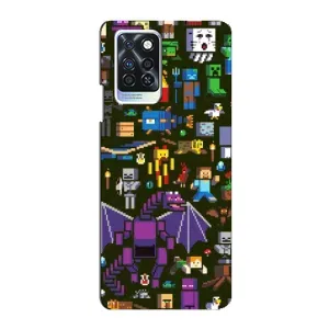 Чехол Майнкрафт на Infinix Note 10 Pro (AlphaPrint) Minecraft (Коллаж Майнкрафт)