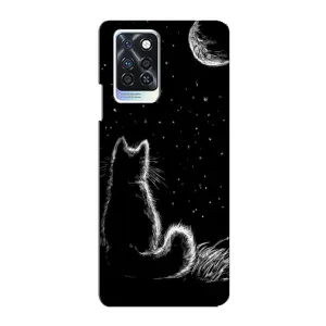 Чехол с принтом для Infinix Note 10 Pro (AlphaPrint) Модные коты (Котик и луна)