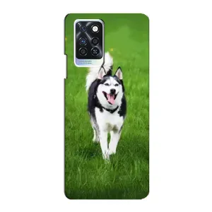 Чехол с Хаски для Infinix Note 10 Pro - (AlphaPrint) (Радостный Хаски)