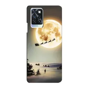 Новогодние, Праздничные Чехлы для Infinix Note 10 Pro - 2024 год (Санта на луне)