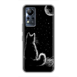 Чохол з принтом для Infinix Note 11 (AlphaPrint) Модні коти (Котик і місяць)
