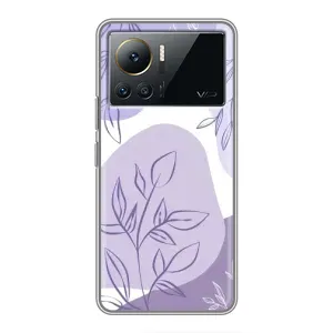 Силиконовый чехол с принтом в цветах на Infinix Note 12 2023 (Фиолетовые листья абстракция)