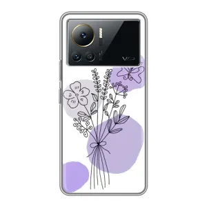 Силиконовый чехол с принтом в цветах на Infinix Note 12 Pro (4G) (Букет фиолетовая абстракция)
