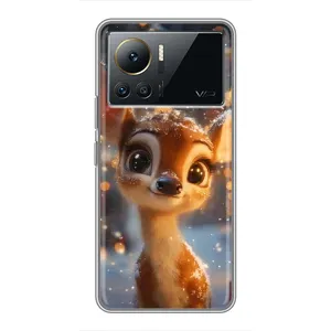 Яркий чехол для Infinix Note 12 Pro (4G) с Зимними Оленятами (Олененок среди гирлянд)