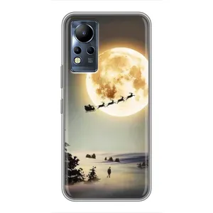 Новорічні, Святкові Чохли для Infinix Note 12 - 2024 год (Санта на місяці)