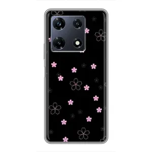 Чохол з розовим принтом для Infinix Note 30 Pro (Рожеві квіти на чорному)