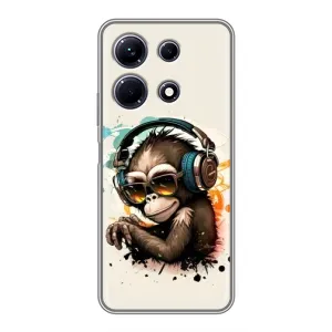 Чехол с Обезьянами Infinix Note 30 - (AlphaPrint) (Макака в наушниках)