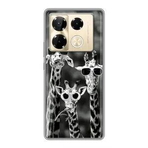 Силіконовий чохол з КАРТИНКАМИ літо для Infinix Note 40 Pro (AlphaPrint) (Жирафи в окулярах)