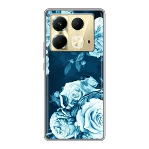 Чехлы (ART) Цветы на Infinix Note 40 (VPrint) (Голубые Бутоны)