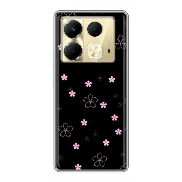 Чохол з принтом «Рожеві квіти на чорному» для Infinix Note 40